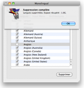 Monolingual pour Mac OS X